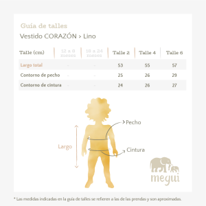 Talles Vestido Corazón